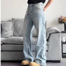 批发美式复古宽松直筒牛仔裤<b class='q'>男</b>女款夏季新款高腰垂感显瘦阔腿拖地裤