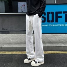 批发美式拼接微喇<b class='q'>休闲裤</b><b class='q'>男</b>潮牌高街百搭直筒卫裤痞帅宽松运动抽绳长裤