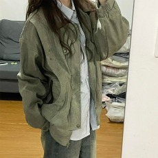 批发灯芯绒复古潮牌pu皮翻领夹克男女美式<b class='q'>街头</b>古着感情侣外套