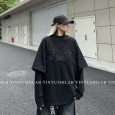 批发假两件小高领字母刺绣<b class='q'>卫衣</b>男<b class='q'>女</b>秋季新款美式潮流高街宽松百搭<b class='q'>卫衣</b>