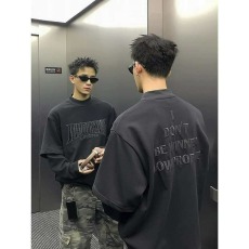 批发假两件小高领字母刺绣<b class='q'>卫衣</b>男<b class='q'>女</b>秋季新款美式潮流高街宽松百搭<b class='q'>卫衣</b>