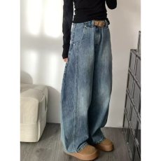 批发阔腿牛仔裤女梨形身材2026春<b class='q'>秋</b>新款胖mm大码宽松显瘦垂感直筒裤子