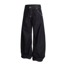 批发美式复古设计感百搭<b class='q'>男</b>女阔腿裤高街新款宽松阔腿<b class='q'>牛仔裤</b>