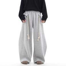 批发小众<b class='q'>设计</b>感手工粗绳阔腿弯刀裤男美式复古运动裤宽松拖地休闲卫裤