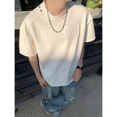 批发夏季新款美式复古字母钢印短袖<b class='q'>男</b><b class='q'>T</b><b class='q'>恤</b>宽松潮牌休闲半袖设计感