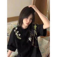 批发美式花卉印花短袖<b class='q'>T</b>恤衫夏季重磅高街宽松<b class='q'>t</b><b class='q'>恤</b><b class='q'>男</b>女上衣学生打底衫服