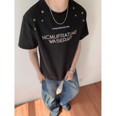 批发美式复古字母刺绣短袖<b class='q'>T</b><b class='q'>恤</b><b class='q'>男</b>2025夏季新款潮牌铆钉设计感半袖上衣