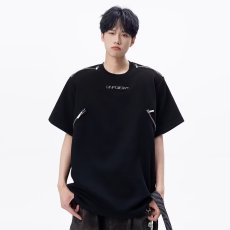 批发重磅拉链镭射潮牌美式简约<b class='q'>T</b><b class='q'>恤</b>潮流个性新款<b class='q'>男</b>夏季圆领百搭短袖ins