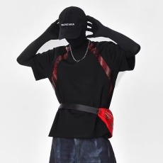 批发重磅<b class='q'>t</b><b class='q'>恤</b><b class='q'>男</b>短袖夏季潮牌学院风插肩袖半袖衣服美式宽松五分袖