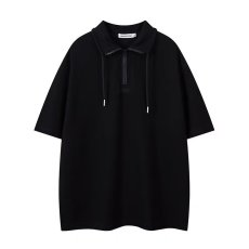 批发潮牌韩系运动风立领半拉链短袖<b class='q'>T</b><b class='q'>恤</b><b class='q'>男</b>女夏季百搭休闲半袖