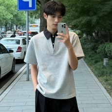 批发夏季新品短袖<b class='q'>男</b>翻领polo衫美式正肩V领假两件<b class='q'>T</b><b class='q'>恤</b><b class='q'>男</b>痞帅潮牌休闲