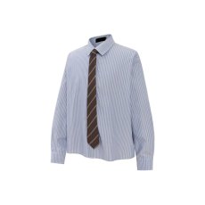 批发日系复古条纹<b class='q'>衬衫</b>男女学院风长袖<b class='q'>衬衣</b>百搭配腰带情侣上衣服新款