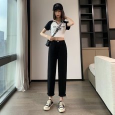 批发大码高腰<b class='q'>牛仔裤</b>女显瘦弹力胖mm宽松百搭<b class='q'>哈伦</b>裤春季新款小个子九分