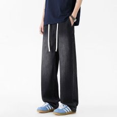 批发浅蓝色春季<b class='q'>牛仔裤</b>男夏季薄款<b class='q'>直筒</b>青少年美式高街秋冬阔腿裤子男生