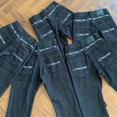 批发美式荆棘刺绣黑色原牛显高百搭<b class='q'>牛仔裤</b>微喇<b class='q'>直筒</b>cleanfit长裤子男潮