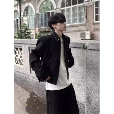 批发美式vibe金属铆钉垫肩短款<b class='q'>外套</b>男秋季高级感痞帅cleanfit翻领夹克