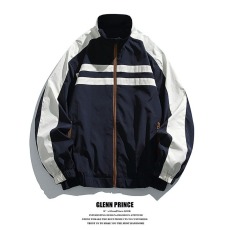 批发美式撞色防风冲锋夹克男春秋款潮牌户外运动休闲立领<b class='q'>外套</b>