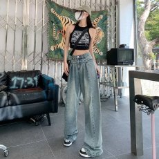 批发长裤女流行文艺<b class='q'>潮流</b>阔脚裤简约牛仔裤百搭自然腰日系<b class='q'>时尚</b>新款夏季