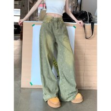 批发复古水洗做旧<b class='q'>牛仔裤</b><b class='q'>女</b>秋季新款宽松设计重工十字星满印<b class='q'>直筒</b>阔腿<b class='q'>裤</b>