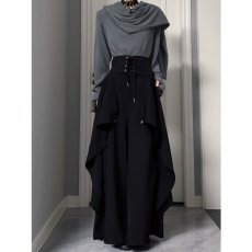 批发文艺慵懒新中式风格暗黑风休闲阔腿裙裤百搭潮流气质新款裙裤