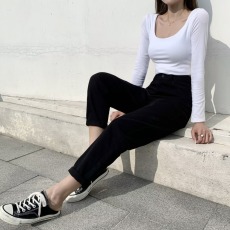 批发黑色休闲裤女2026新款春秋季<b class='q'>牛仔裤</b>子宽松显瘦高腰弹力夏款<b class='q'>哈伦</b>裤