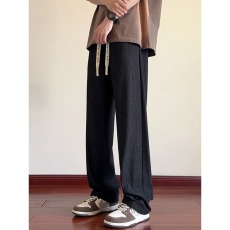 批发简约气质文艺<b class='q'>时尚</b>流行纹理垂感肌理感直筒休闲裤子男士夏季<b class='q'>潮流</b>