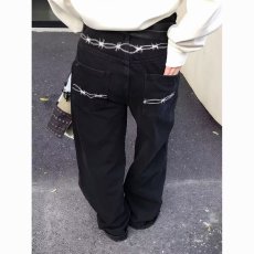 批发美式复古百搭<b class='q'>直筒</b><b class='q'>牛仔裤</b>男<b class='q'>女</b>捏褶缝线微喇宽松垂感休闲原牛长裤