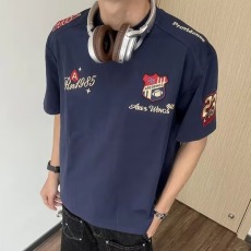 批发欧洲站徽章刺绣圆领短袖t恤男女夏季新款潮牌百搭半袖打底衫