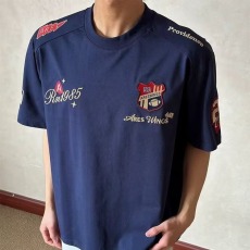 批发2026新款潮流帅气机车风多标白色短袖t恤<b class='q'>男</b>修身圆领打底半袖上衣