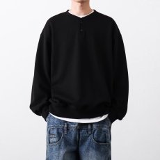 批发2026美式复古华夫格亨利领<b class='q'>卫衣</b>秋季新款男生宽松休闲百搭套头上衣