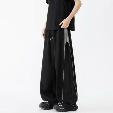 批发黑色阔腿裤男宽松直筒休闲裤百搭运动裤长裤<b class='q'>设计</b>感春季潮流新款