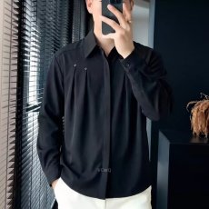 批发潮流黑色衬<b class='q'>衫</b>男长袖高级感春秋季高端痞帅商务衬<b class='q'>衣</b>男修身<b class='q'>寸</b>新款