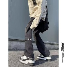 批发美式高街vibe重工艺水洗<b class='q'>牛仔裤</b>男秋冬潮牌微喇裤子痞帅宽松直筒裤