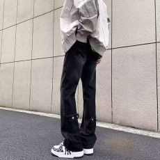 批发美式高街vibe风微喇叭<b class='q'>牛仔裤</b>男款潮牌扣子设计感痞帅显瘦直筒长裤