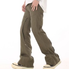 批发美式<b class='q'>设计</b>感微喇休闲裤纯色工装休闲裤潮牌显瘦复古休闲裤