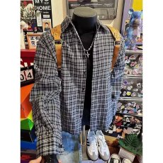 批发美式复古黑白格子衬衫男款潮牌潮流<b class='q'>长袖</b>衬衣高级感痞帅开春外套男