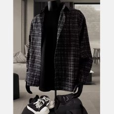 批发2026春季日系<b class='q'>街头</b>格子撞色长袖衬衫男女复古宽松bf风情侣休闲外套