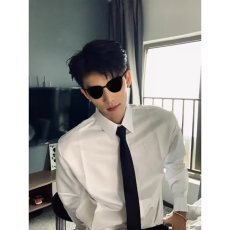 批发春季学院风白色衬衫<b class='q'>男</b>英伦雅痞<b class='q'>男</b>装高级感西装内搭长袖修身dk衬衣