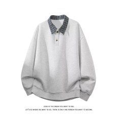 批发学院风假两件翻领<b class='q'>卫衣</b>男2026春秋季潮牌POLO领宽松长袖T恤