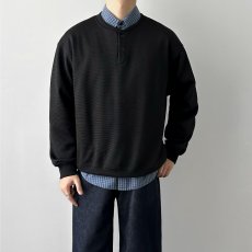 批发2026美式复古亨利领<b class='q'>长袖</b><b class='q'>T</b><b class='q'>恤</b><b class='q'>男</b>秋季华夫格宽松百搭休闲打底上衣