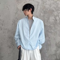 批发2026简约假两件拼接<b class='q'>设计</b>感衬衫百搭宽松休闲纯色男日常衬衣