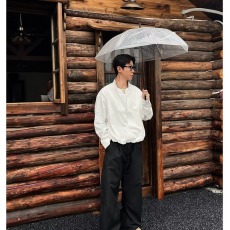 批发2026春季新品小众<b class='q'>设计</b>感长袖衬衫男美式假两件百搭宽松休闲衬衣潮