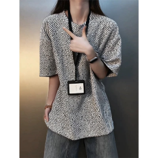 批发小香风千鸟格针织提花夏季<b class='q'>男士</b>复古时尚古巴领宽松<b class='q'>短袖</b><b class='q'>衬衫</b>潮