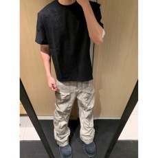 批发美式复古闪电纹刺绣短<b class='q'>袖</b>男款夏季潮牌重磅T恤正肩五分<b class='q'>袖</b><b class='q'>上衣</b>