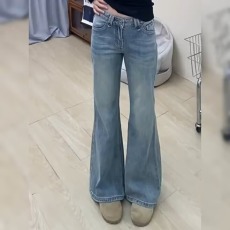 批发喇叭<b class='q'>牛仔</b><b class='q'>裤</b>女春季2026新款美式高腰遮胯弹力显瘦小个子微喇拖地<b class='q'>裤</b>
