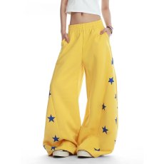 批发美式复古撞色星星印花弯刀卫裤女爵士舞jazz<b class='q'>运动</b>裤子宽松阔腿裤潮