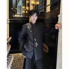 批发新中式中山装男士结婚订婚西服上衣国风高级感西装新郎敬酒服唐装