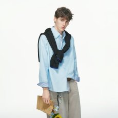 批发春秋季学院风长袖衬衫男时尚宽松百搭<b class='q'>休闲</b>衬衣小众设计上衣