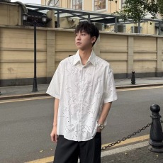 批发夏季透气衬衫男长袖2026新款刺花衬衣男款痞帅<b class='q'>休闲</b>上衣