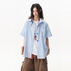 批发黄色格子衬衫短袖夏季薄款青少年胖子加肥加大大码男装<b class='q'>休闲</b>衬衣